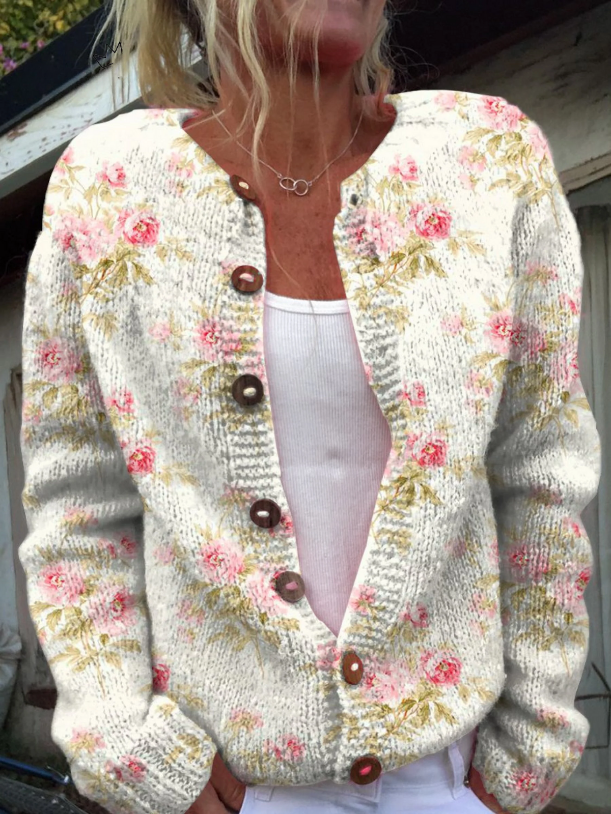 Kerensa™ | Cardigan in maglia con motivo floreale vintage