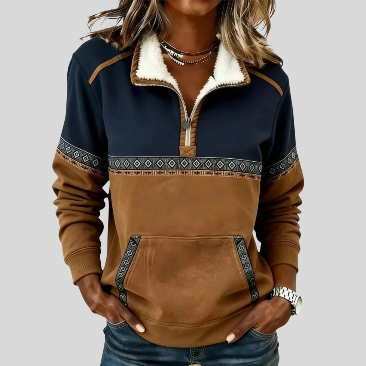 Alvette™ sherpa collar half zip