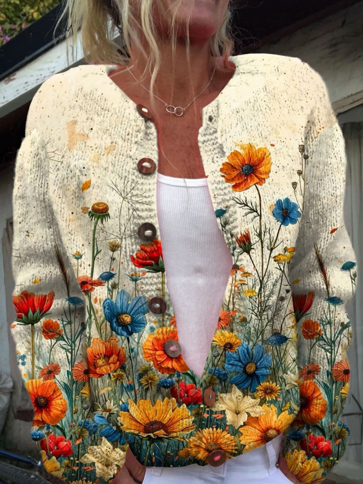 Tansy™ | Cardigan con stampa floreale vintage