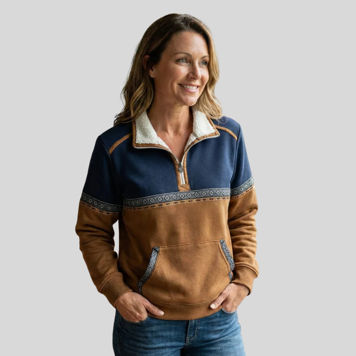 Alvette™ sherpa collar half zip