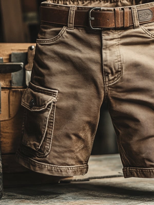 Pantaloncini Cargo Retrò con Molteplici Tasche
