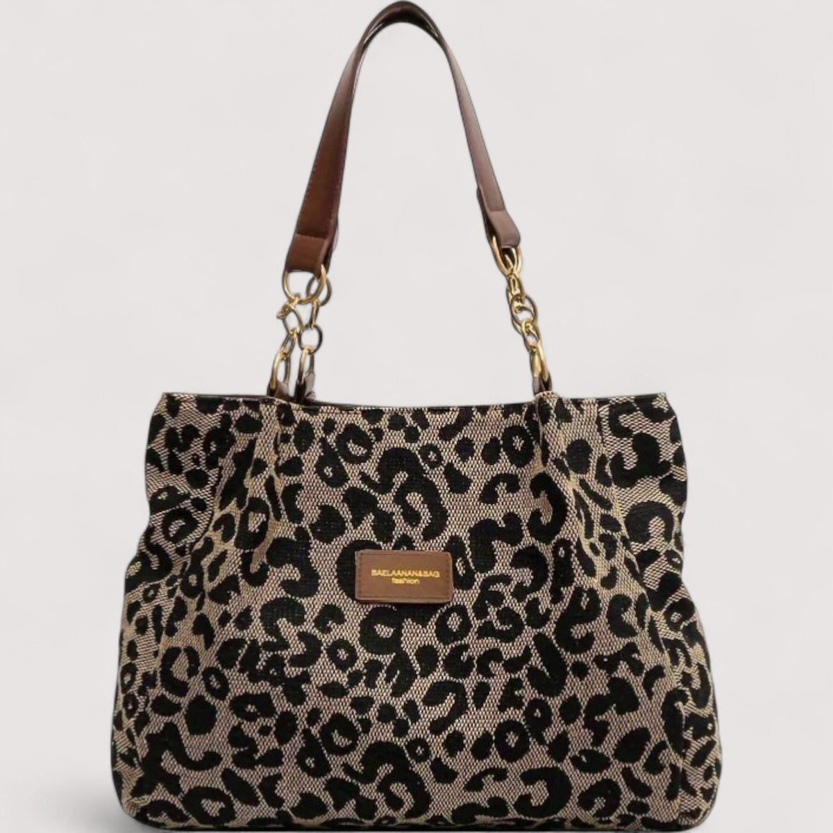 Lévrier – Borsa Shopping in tela leopardata
