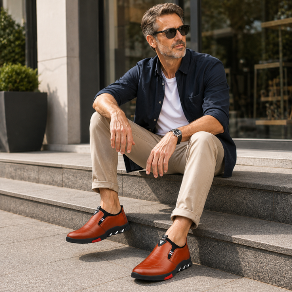 Elegant men's shoe Whiteh non-slip sole