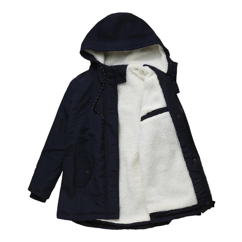 Fleece-Lined Hooded Parka Coat