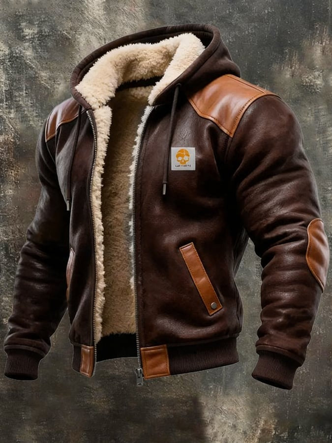 Winter blouson with refined leather details