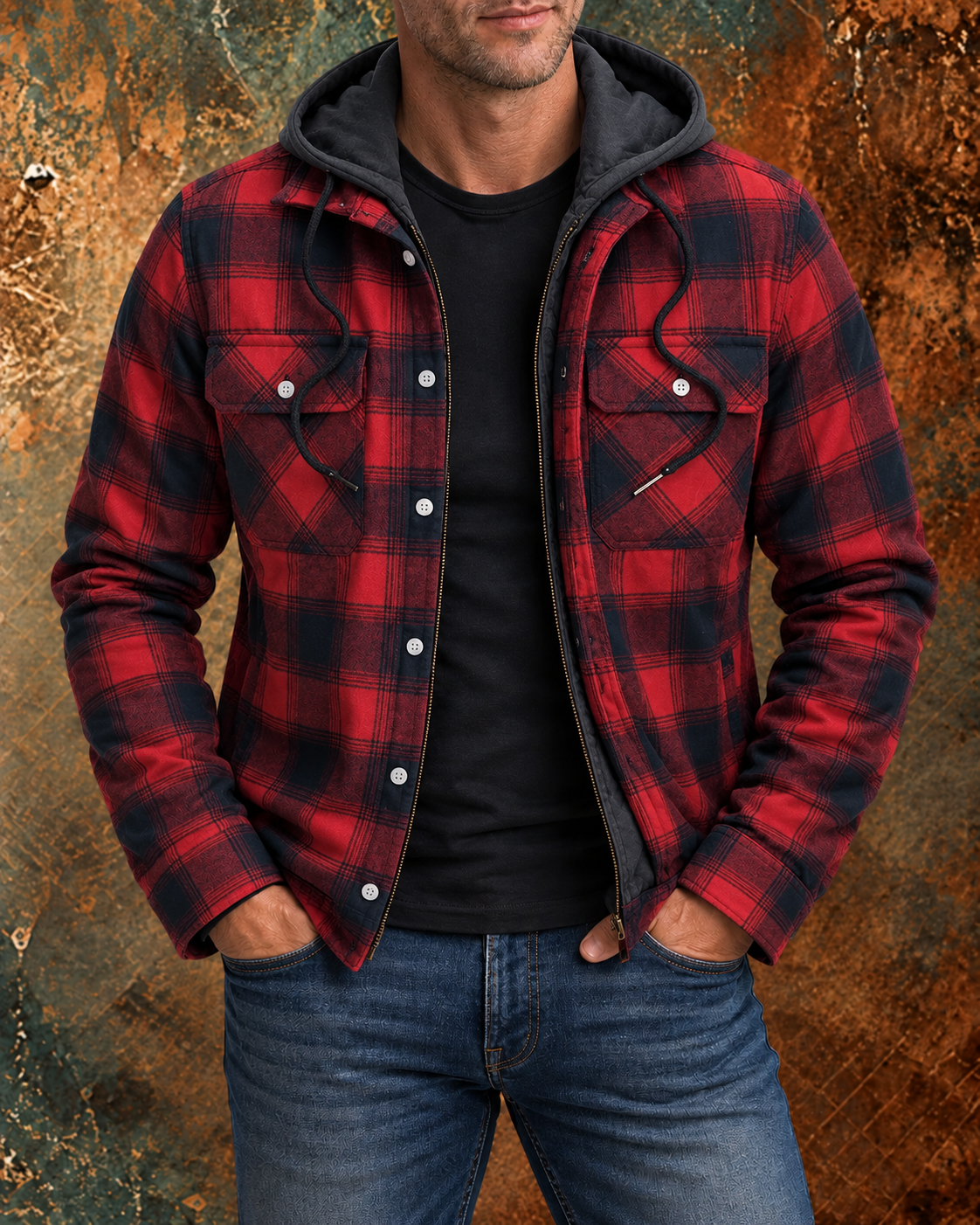 Kevin | Checked jacket Whiteh zipper