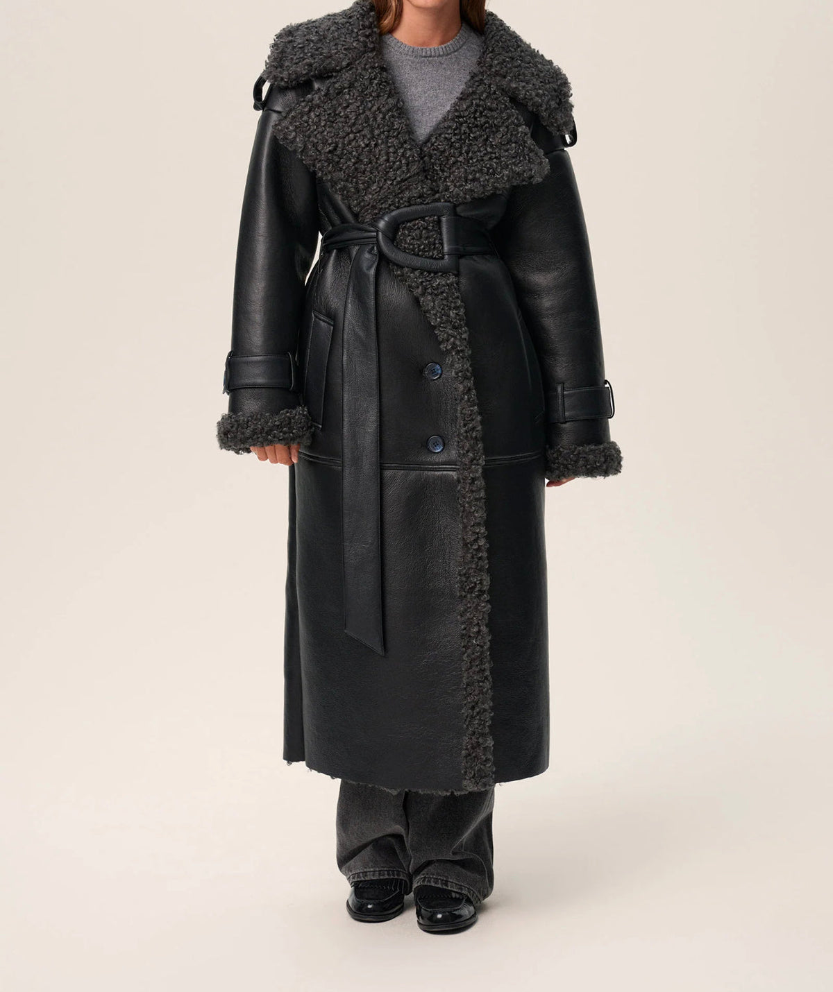 Sheepskin Simili Long Coat