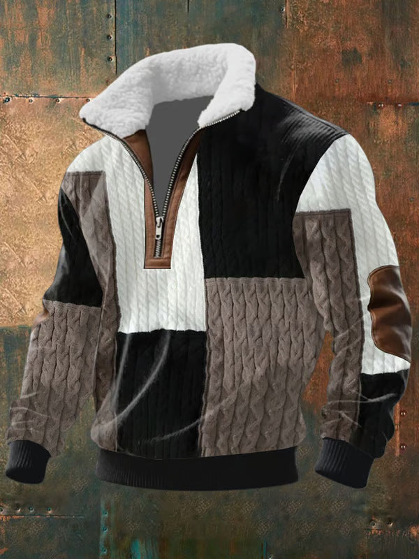ZIP-UP SWEATER WITH STAND-UP FUR COLLAR
