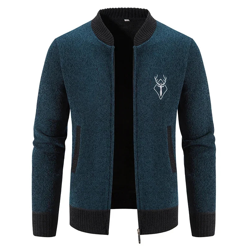 Pieter | Knitted Men's Cardigan Whiteh Autumn Detail