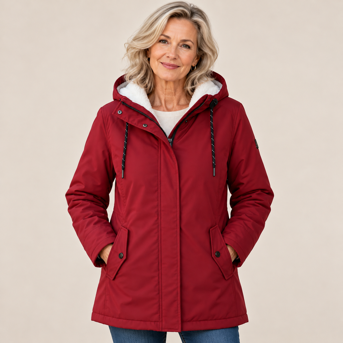 Fleece-Lined Hooded Parka Coat