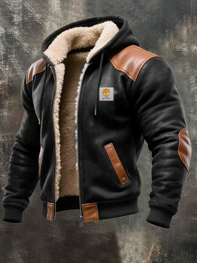 Winter blouson with refined leather details
