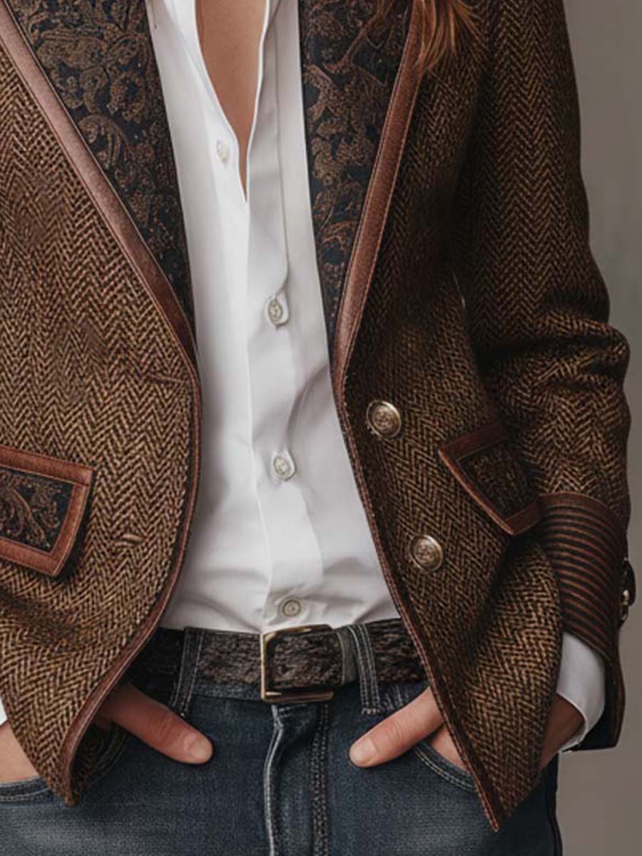 Hollis | Herringbone Panel Blazer