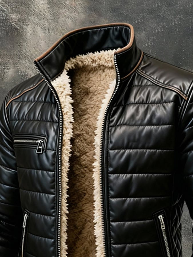 Coat with a high collar and refined cut