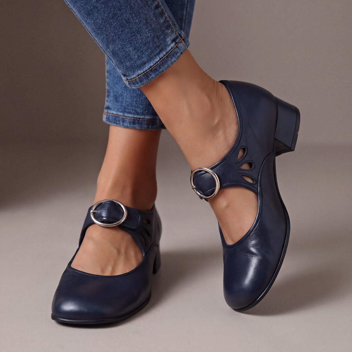 Scarpe Mary Jane Nathalie in morbida pelle
