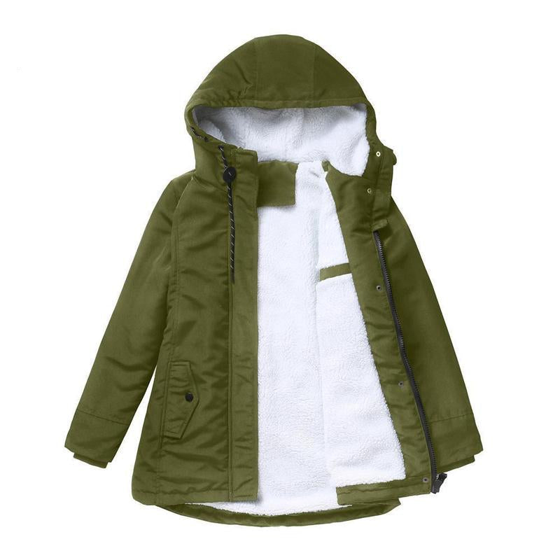 Fleece-Lined Hooded Parka Coat