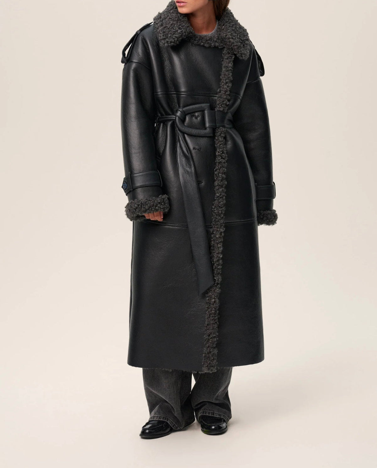 Sheepskin Simili Long Coat