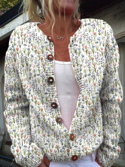 Ivadelle™ | Cardigan vintage in maglia con stampa floreale