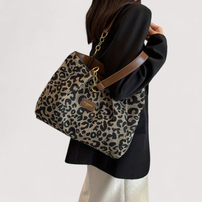 Lévrier – Borsa Shopping in tela leopardata