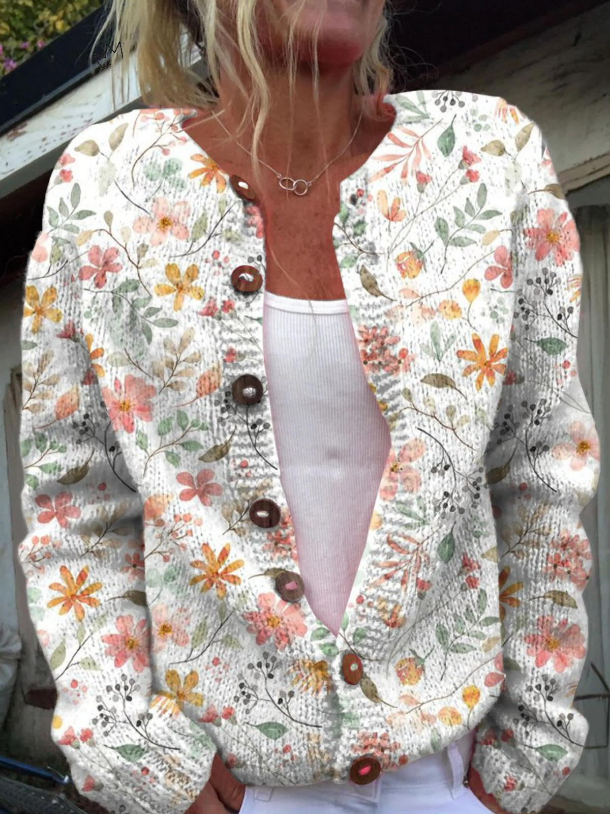 Greta™ | Cardigan vintage in maglia con motivo floreale