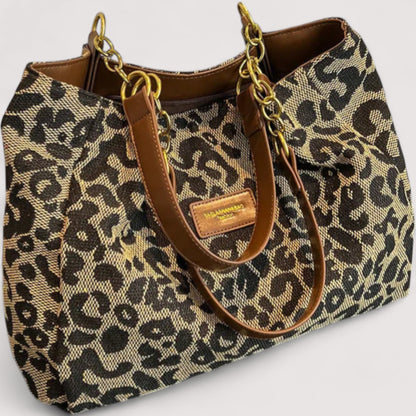 Lévrier – Borsa Shopping in tela leopardata