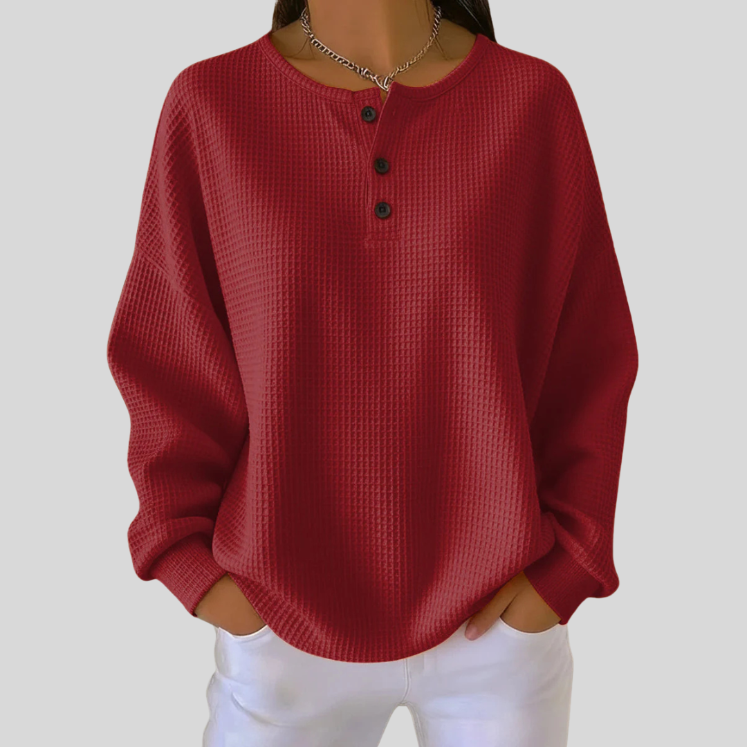 Casual Sweat Henley Corail