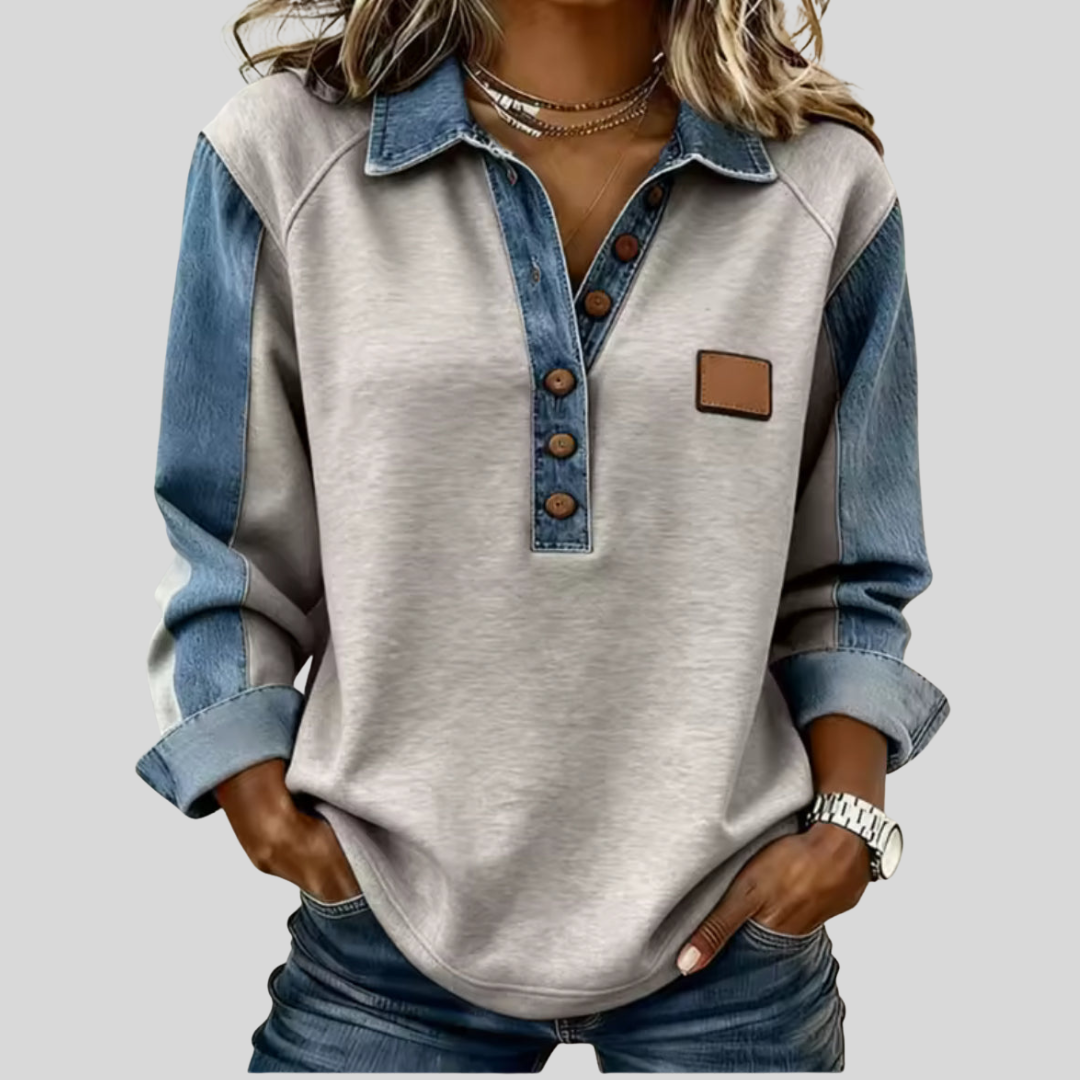 Roxy™ Denim Collar Pullover