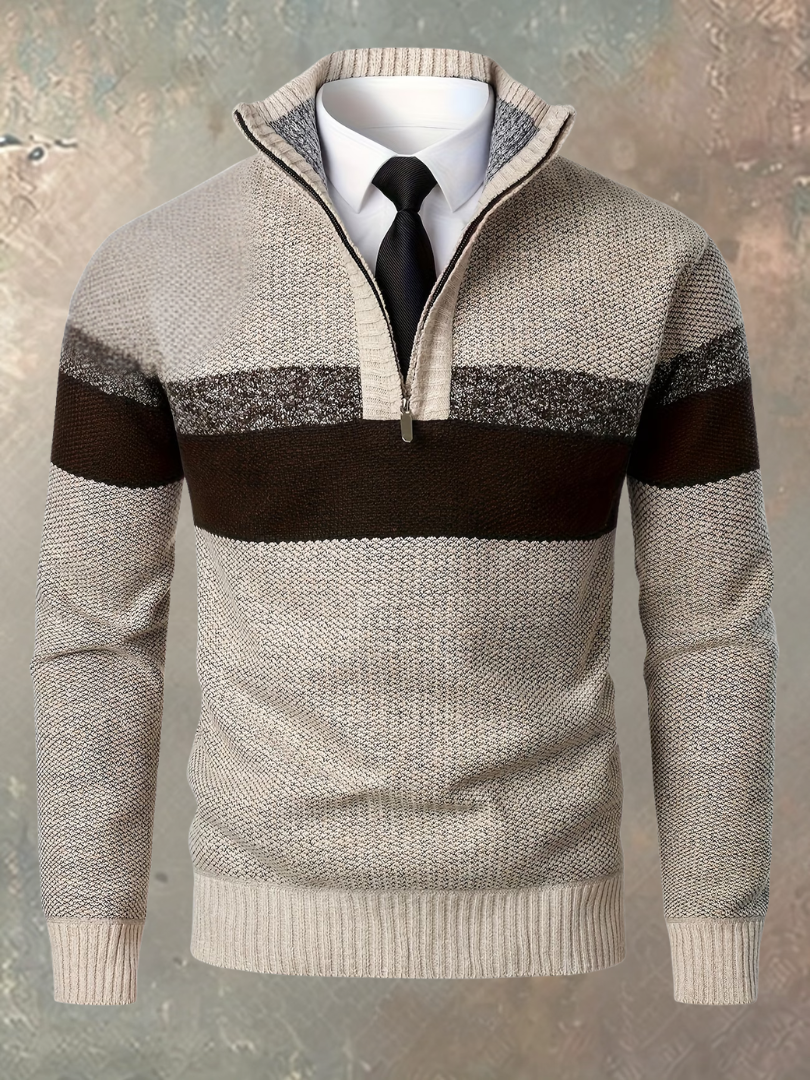 Stylish Men's Sweater Whiteh Half Zip
