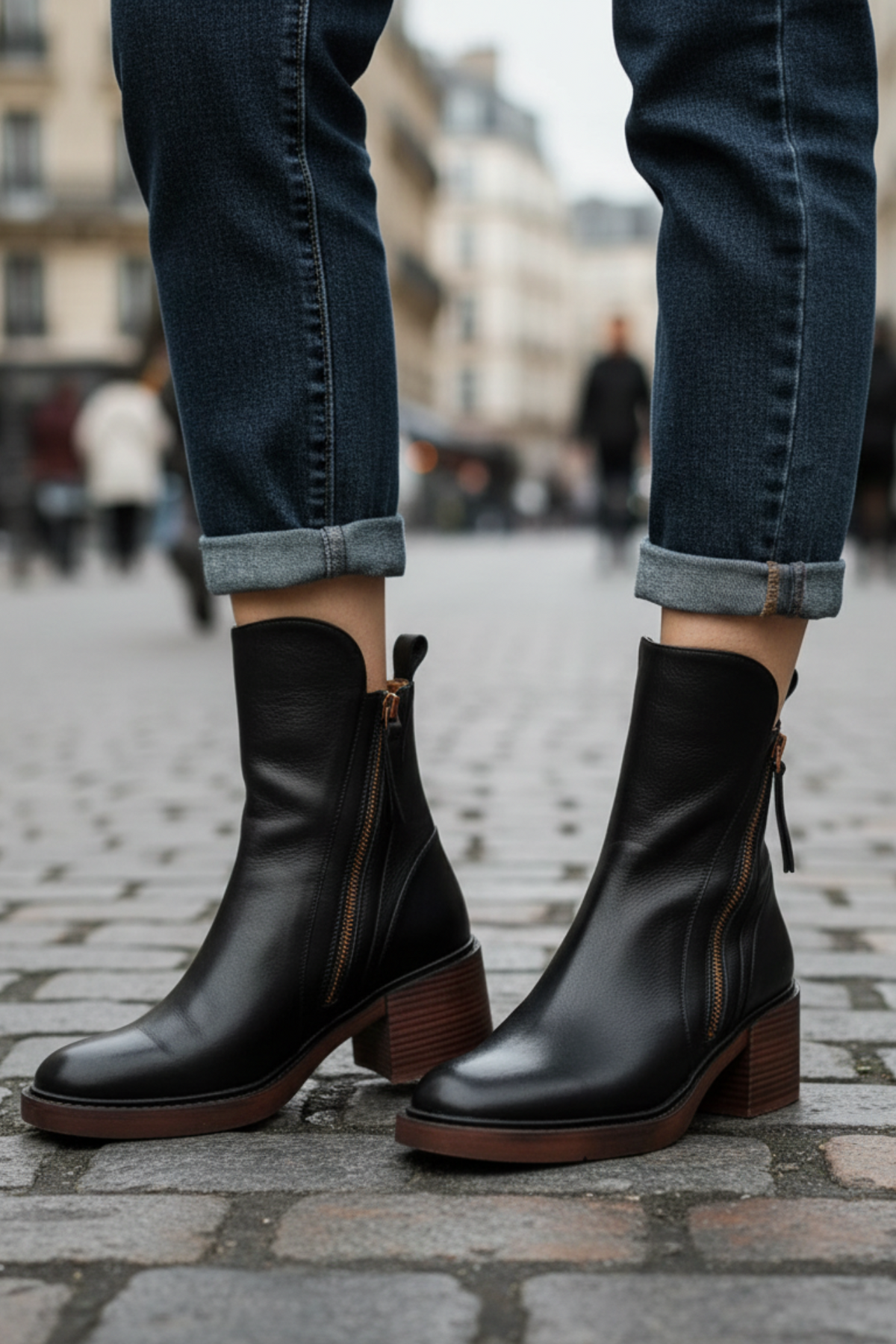 Pernelle | Square Heel Leather Boots