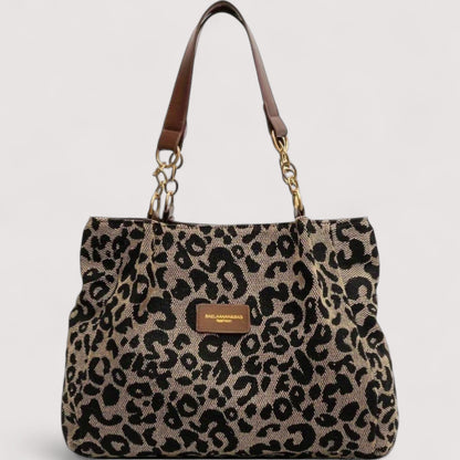 Lévrier – Borsa Shopping in tela leopardata