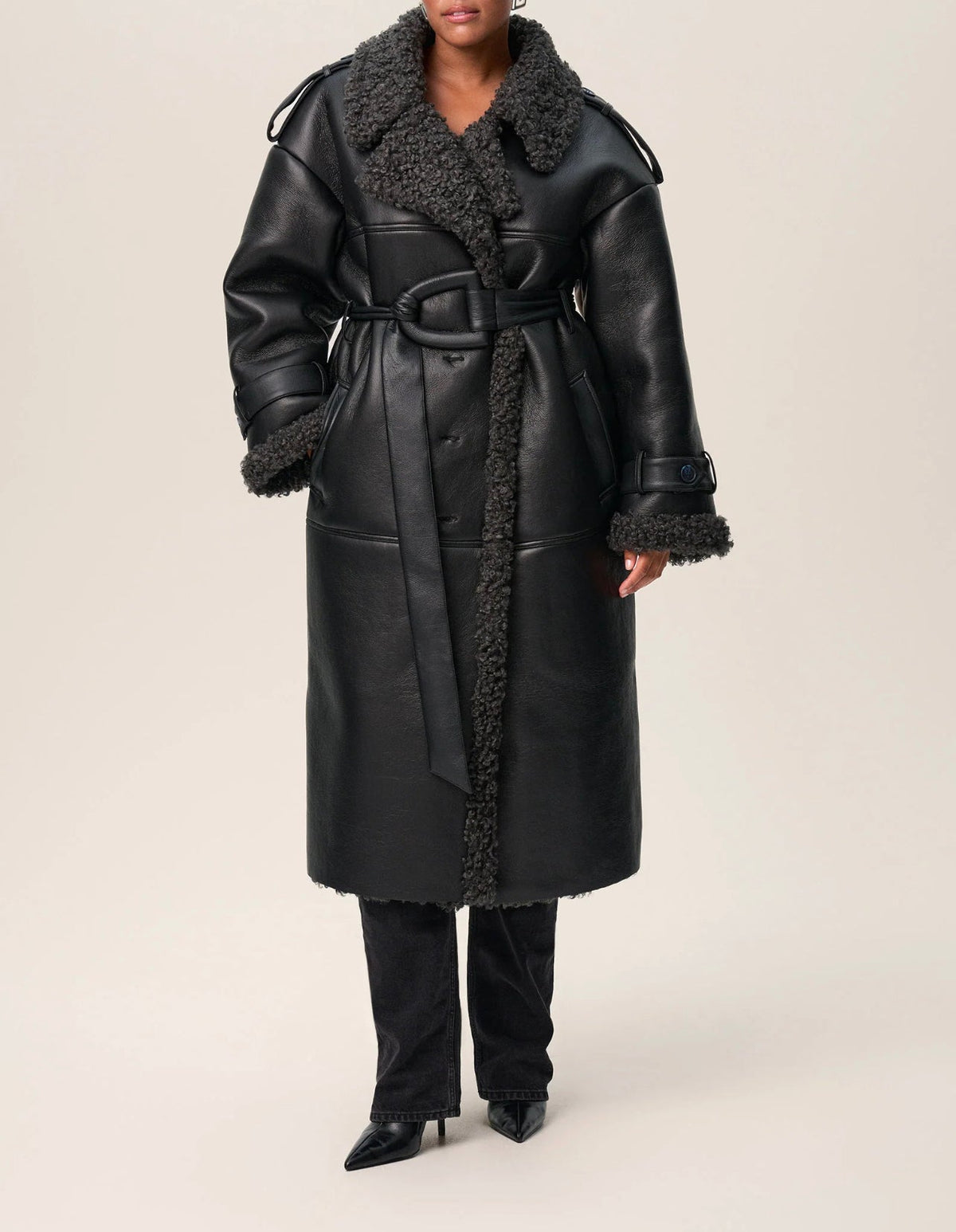 Sheepskin Simili Long Coat