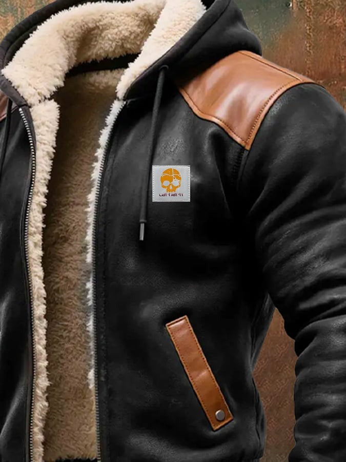 Winter blouson with refined leather details