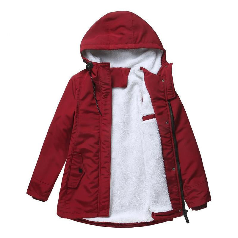 Fleece-Lined Hooded Parka Coat