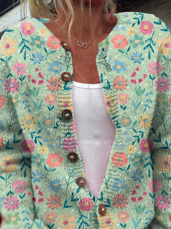 Foxfield™ | Cardigan da donna vintage con stampa floreale