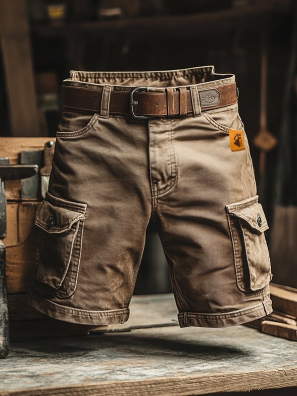 Pantaloncini Cargo Retrò con Molteplici Tasche