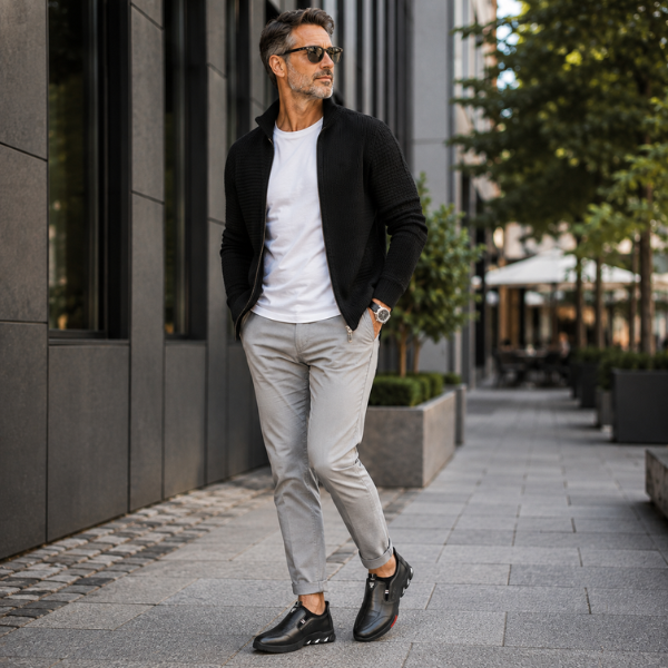 Elegant men's shoe Whiteh non-slip sole