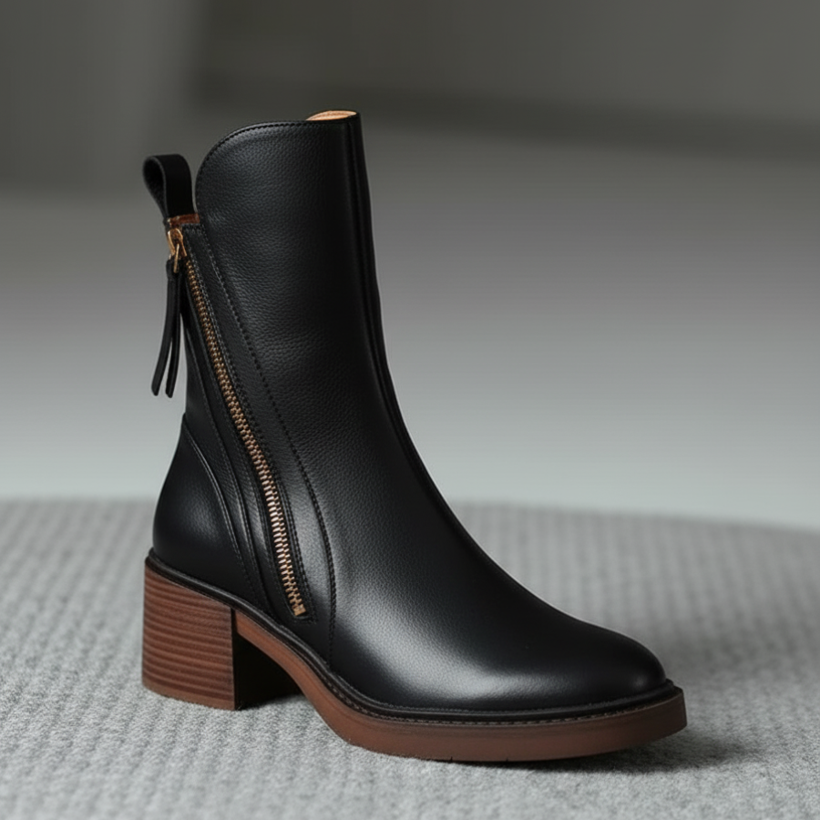 Pernelle | Square Heel Leather Boots