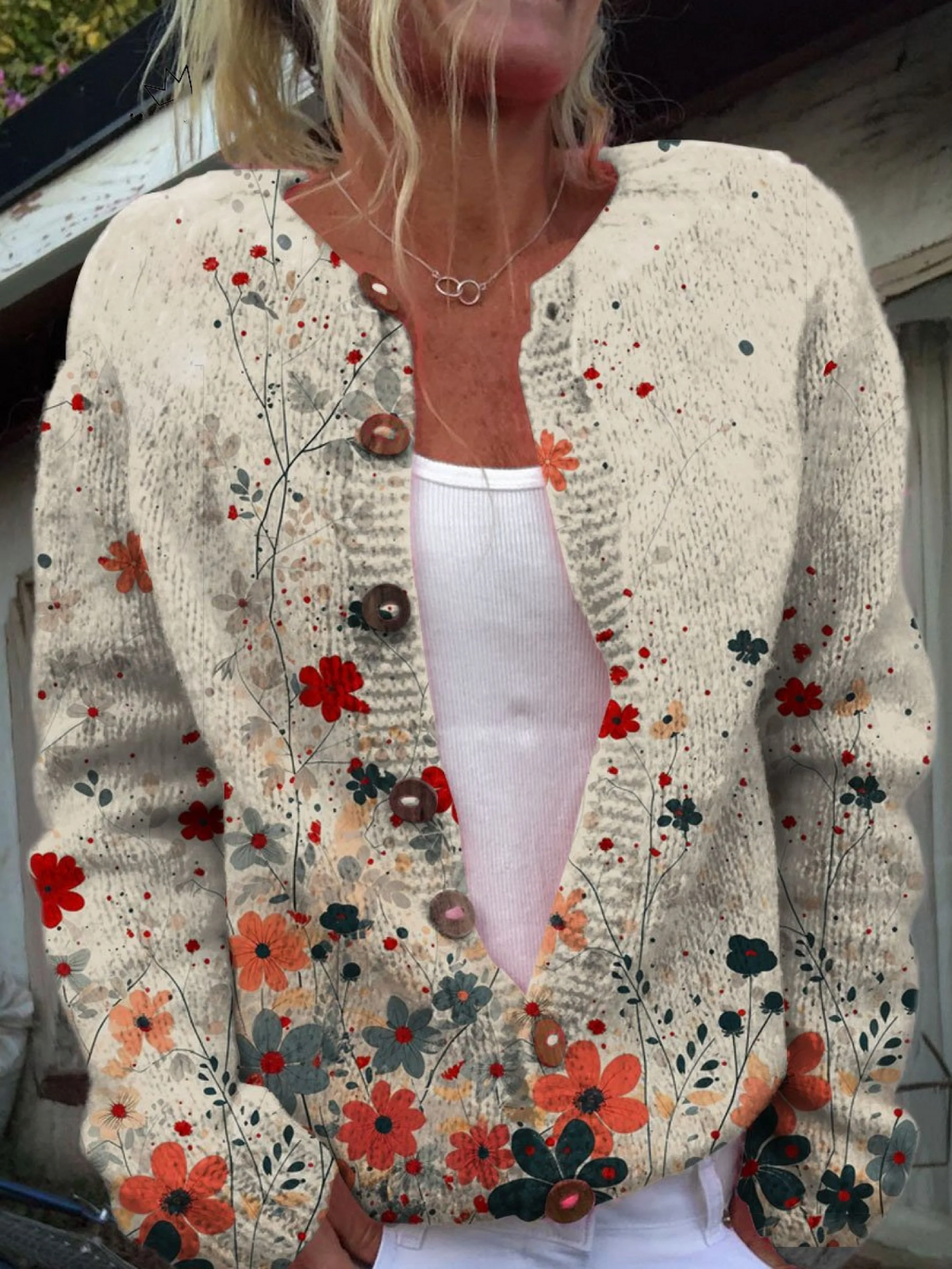 Sabrina™ | Cardigan in maglia con motivo floreale vintage