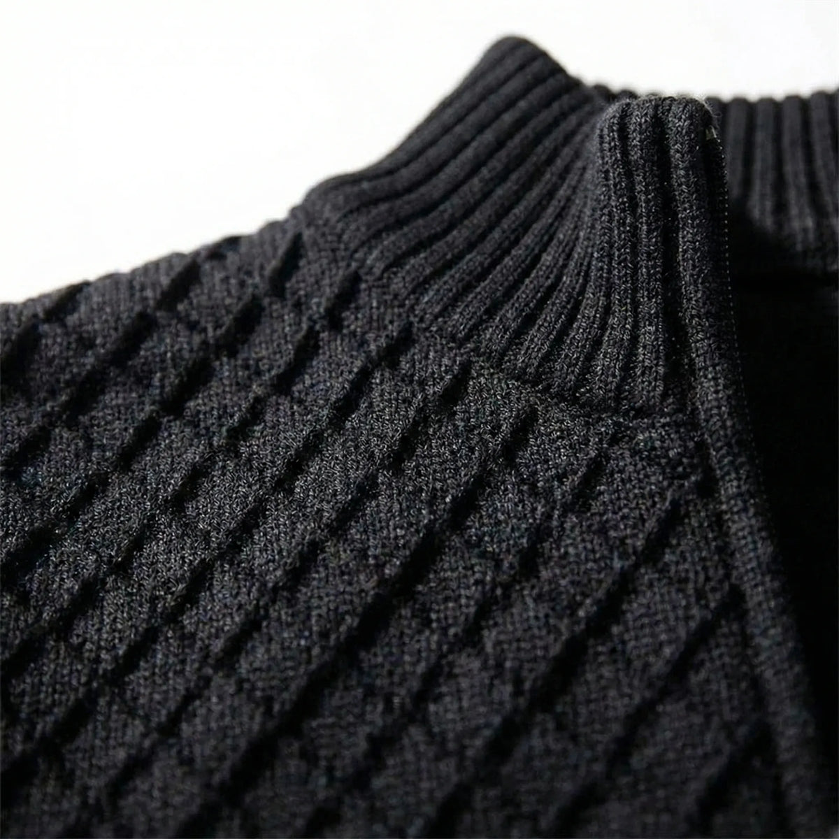 Men's knitted sweater | Knitted cardigan with zipper and high collar