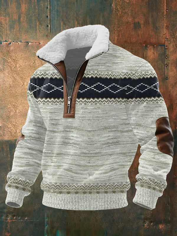 Zip Sweater with High Collar and Lining