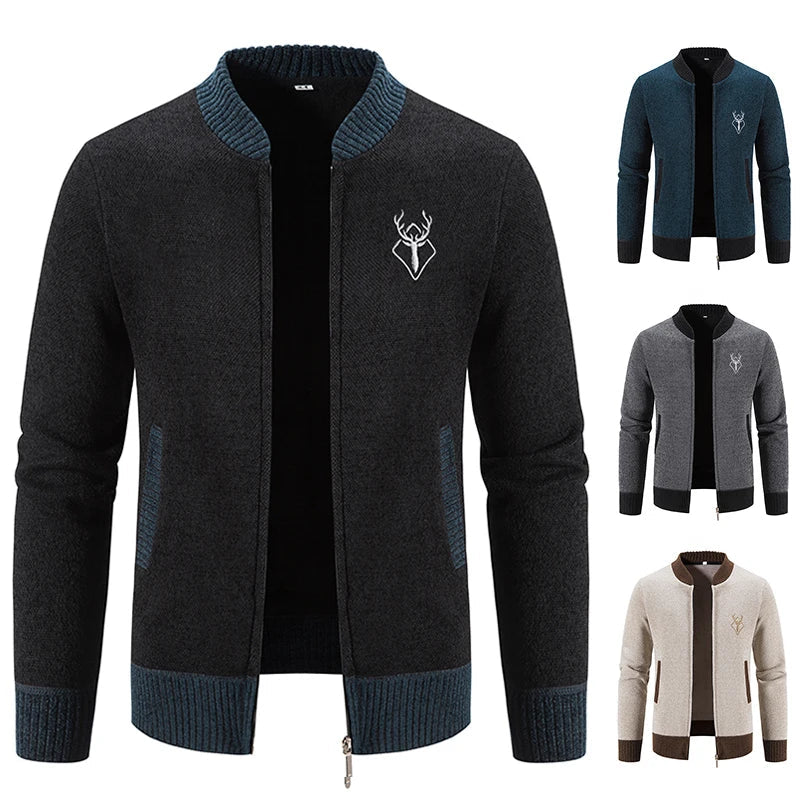 Pieter | Knitted Men's Cardigan Whiteh Autumn Detail