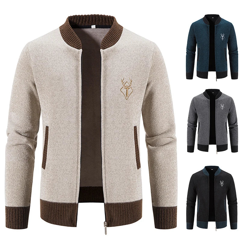 Pieter | Knitted Men's Cardigan Whiteh Autumn Detail