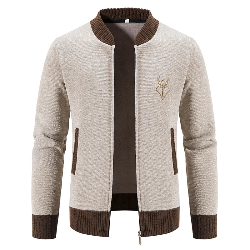 Pieter | Knitted Men's Cardigan Whiteh Autumn Detail