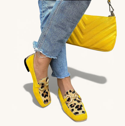 Poppy | Mocassini con stampa in nero/giallo