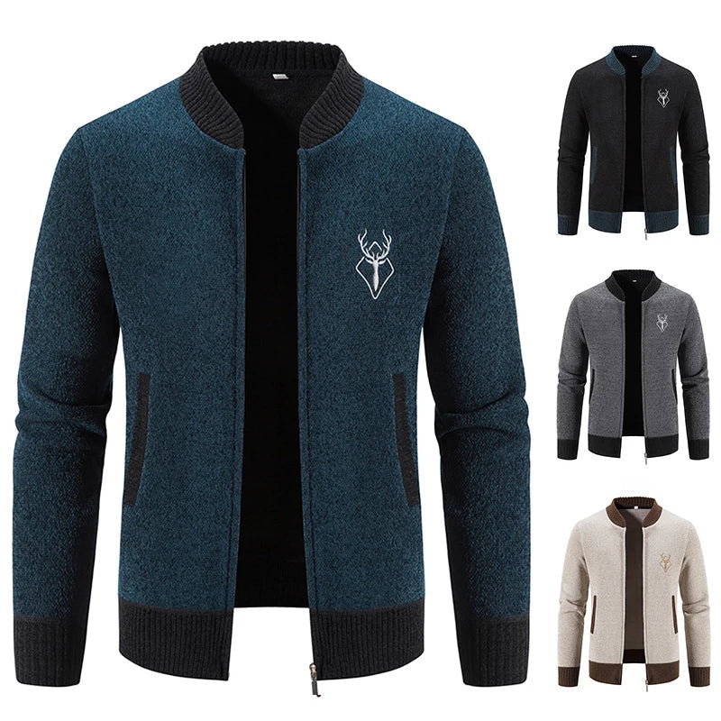 Pieter | Knitted Men's Cardigan Whiteh Autumn Detail