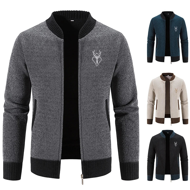 Pieter | Knitted Men's Cardigan Whiteh Autumn Detail