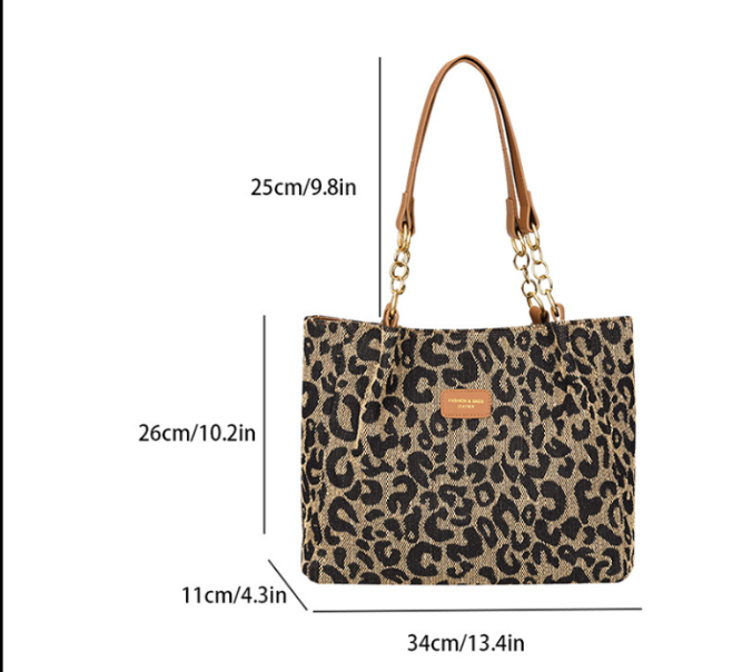 Lévrier – Borsa Shopping in tela leopardata