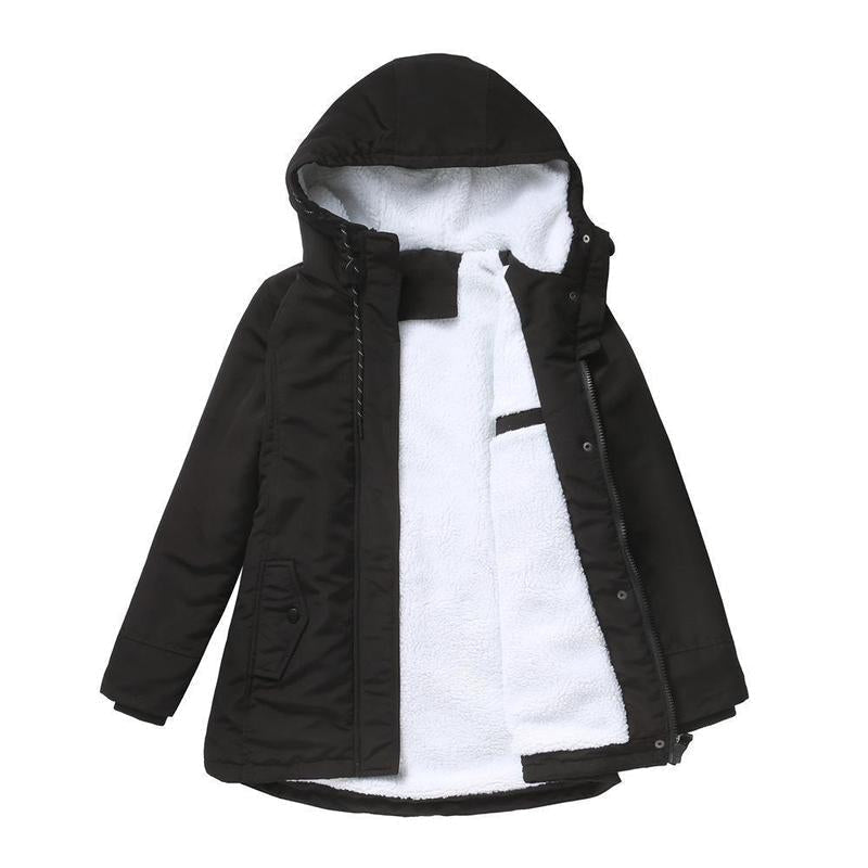 Fleece-Lined Hooded Parka Coat