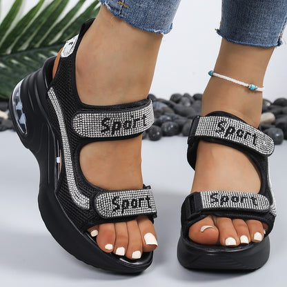 Eleganti sandali ortopedici da donna con plateau e cristalli