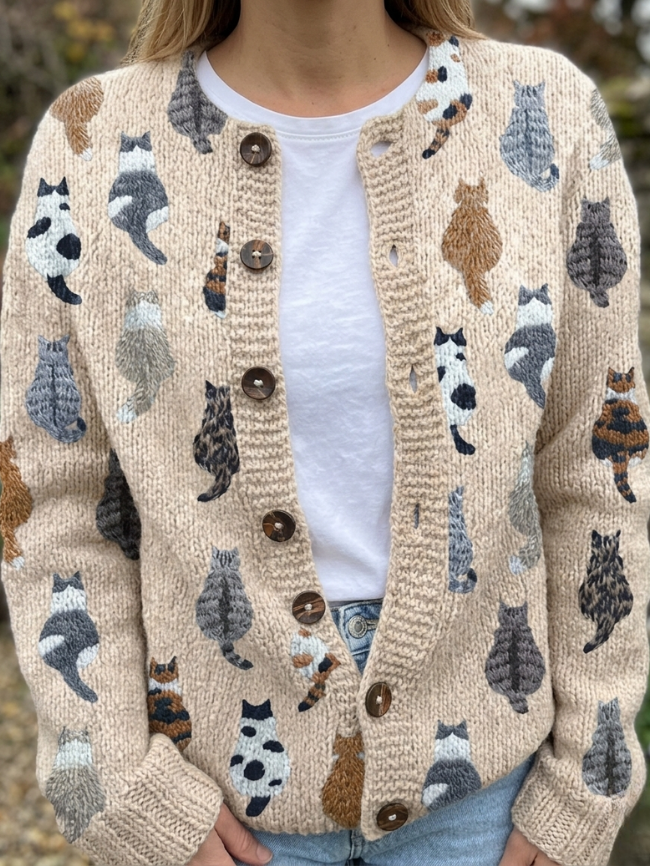 Charlotte™ | Cardigan comodo con stampa di gatti