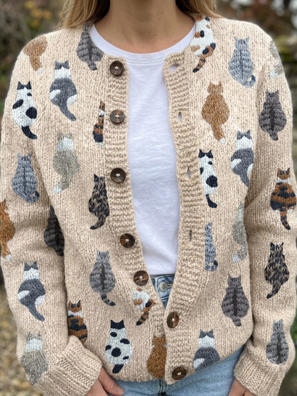 Charlotte™ | Cardigan comodo con stampa di gatti